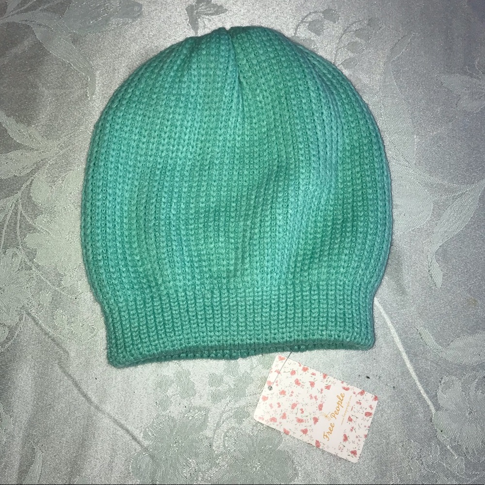 NWT Free People Knit Beanie in Turquoise